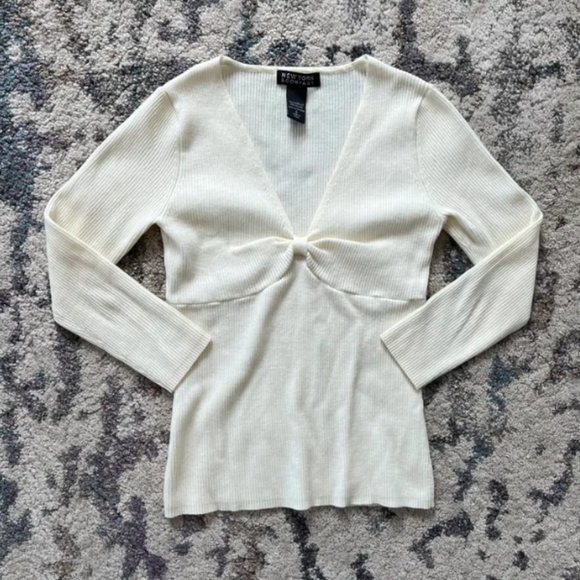 White Ribbed Long Sleeve - Picture 1 of 3